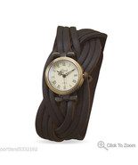 Rustic Fashion Watch with braided brown leather fashion band SMM - £38.75 GBP