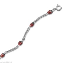 Silver Stars 9&quot; + 1&quot; Extension Ladybug Anklet MMA1 - £38.25 GBP