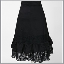 Gypsy Steam Punk Vintage Goth Ruffled Black Knee Length Layered Lace Skirt image 2