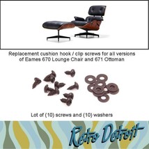 10 x Eames Herman Miller 670 671 Lounge Chair Ottoman Cushion Clip Screws Black - £6.16 GBP