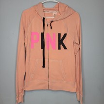 Victorias Secret PINK Sweatshirt Womens Medium Orange Nation Zip Sweater Hoodie - £11.91 GBP