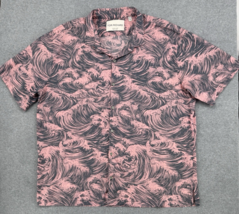 Vintage Hawaiian Shirt Tori Richard Wave Print Pink Black Made in Hawaii... - $64.34