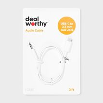 dealworthy USB-C to AUX Cable 3' Male-to-Male 3.5mm Jack White - €2,31 EUR dealworthy USB-C to AUX Cable 3' Male-to-Male 3.5mm Jack White - €2,31 EUR