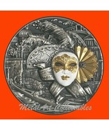 2019 VENETIAN MASK 2 oz SILVER COIN GILDED &amp; COLORED - FIRST IN SERIES - $379.95