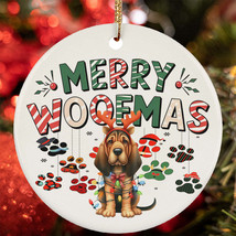 Merry Woofmas Bloodhound Dog Paws Lover Christmas Ornament Gift Decor Hanging - £12.70 GBP