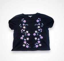Sol &amp; Luna Embroidered Floral Flower Boxy Top XL - £17.29 GBP