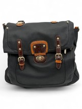Black Faux Leather Convertible Backpack With Brown Accents &amp; Gold Hardware - £37.20 GBP