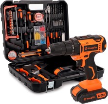 Yougfin 118 Pieces Power Tool Combo Kit With 20V Cordless Drill (3/8&quot;), 2 Pack - $116.98