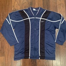 Reebok Mens Track Jacket Blue Black Colorblock Logo Full Zipper Vintage XL - £15.28 GBP