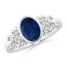 Authenticity Guarantee 
Vintage Style Bezel-Set Sapphire Ring with Diamonds i... - £1,141.50 GBP