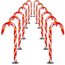 16&quot; Christmas Candy Cane Pathway Markers Lights, 12 Pack Connectable Chr... - £23.94 GBP