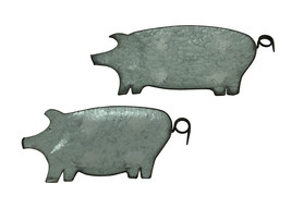 Zeckos Rustic Galvanized Metal Set of 2 Pig Shaped Trays - £29.92 GBP