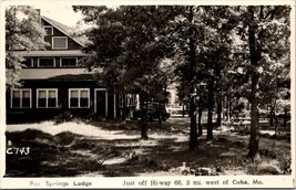 Fox Springs Lodge Just Off Highway 66 Cuba MO Real Photo Postcard PC176 - £7.82 GBP