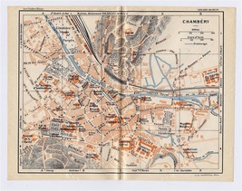 1926 Original Vintage City Map Of Chambery / RHONE-ALPES / France - £16.85 GBP