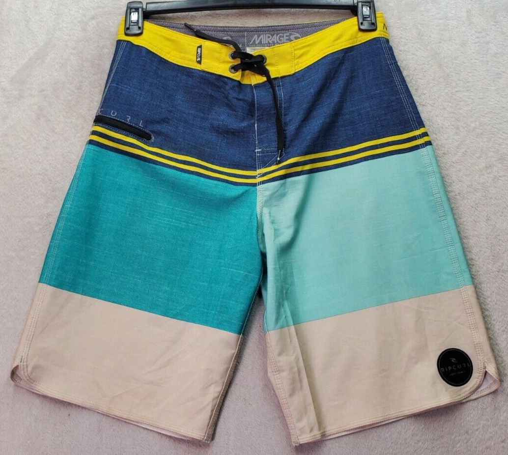 RIP CURL Board Shorts Men&#39;s Size 29 Multi Polyester Flat Front Drawstrin... - $17.56