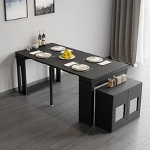 Modern Extendable Dining Table Rectangle Sideboard with Storage Black - £1,593.74 GBP