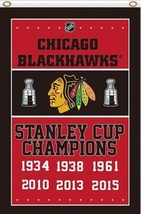 Chicago Blackhawks Champions Vertical Flag 3X5Ft Polyester  - $20.00