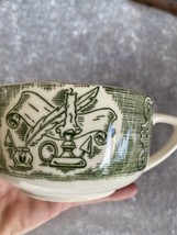 Royal China The Old Curiosity Shop Cup Green White Candle Scroll Feather Pen Vtg - £2.24 GBP