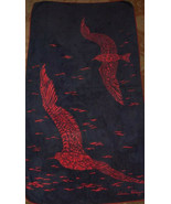 Rare Beautiful Genuine SALVATORE FERRAGAMO Red Navy Birds Beach Towel Se... - £18.02 GBP