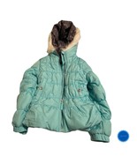 Weather Tamer Girls Small 7-8 Aqua Puffer Coat Jacket FauxFur Hood - £52.08 GBP