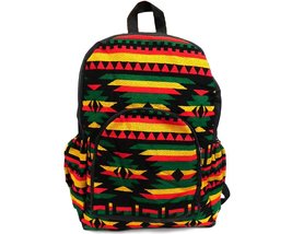 Mia Jewel Shop Large Rasta Tribal Print Striped Pattern Cushioned Backpack Bookb - £27.60 GBP
