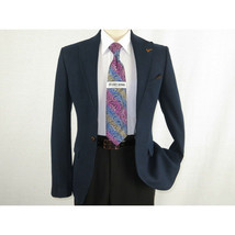 Mens Suit Turkey Flannel Jacket Peak Lapel One Button 20-02 Navy Wessi JValintin image 2