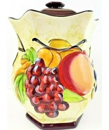 Nonni&#39;s Biscotti Handmade Ceramic Jar With Top 9 1/2&quot; Tall Fruit Motif - $25.64 CAD