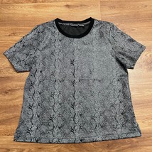 Chicos Black Snake Print Short Sleeve Shirt Top Faux Leather Shiny Size ... - $33.66