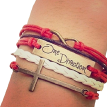One Direction Girls Friendship Bracelet Stacked Adjustable Cross Infinity New - £9.94 GBP