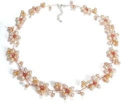 AeraVida Intricate Cultured Freshwater Pink Pearl Flower Link .925 Sterling - £91.46 GBP