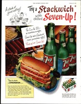 VTG 1954 7UP 7 UP Soda Pop Stackwich Hot Dog Fresh Up Seven-Up 50&#39;s Print Ad e4 - £20.08 GBP