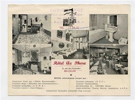 Hotel Au Phare Advertising Card with Brussels Bruxelles Belgium Map  - £13.98 GBP