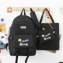 2023  4 Pcs Set Kawaii Women&#39;s Backpack Purple Colours Cute Canvas School Bags f - £176.35 GBP