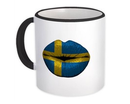 Lips Swedish Flag : Gift Mug Sweden Expat Country For Her Woman Feminine Women S - £12.50 GBP