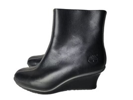 Timberland Ankle Boot Women 6M Black Leather 3&quot; Wedge Heel Pull On Casua... - $88.11