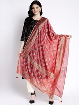 Women&#39;s Beautiful Silk Blend Printed Ethnic Scarf Stole Red Dupatta Chunni - £11.25 GBP