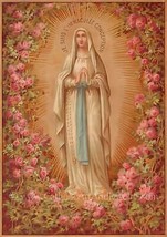 Our Lady of Lourdes Roses – based on a Vintage French Holy Card – Catholic Art P - £10.05 GBP+