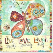 LEANIN TREE &quot;Live, Love, Laugh&quot; Butterfly Fridge Magnet~2.5&quot; x 2.5&quot;~#26445 - £5.89 GBP