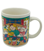 Vintage Gibson Housewares Coffee Cup Mug Bedtime w/ Cat Christmas Collectibles - £5.31 GBP