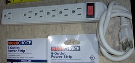 3 ft Cord 6 Outlet POWER STRIP White ac extension grounded Plug Work Choice - $321.70 MXN