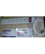3 ft Cord 6 Outlet POWER STRIP White ac extension grounded Plug Work Choice - $24.18 CAD