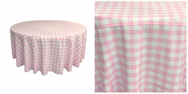 Tablecloth Checkered Round 30 Inch - Pink and White - P01 - £37.50 GBP