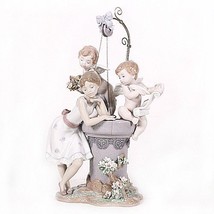 Lladro #1882 &quot;May My Wish Come True&quot; Young Girl at Wishing Well Rare! Retired! - £1,283.23 GBP