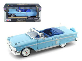 1958 Chevrolet Impala Convertible Blue 1/24 Diecast Model Car by Motormax - £28.84 GBP