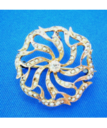 Earth mined Diamond Antique Brooch Nouveau 14k Gold Pearl Pave Floral Pe... - $1,157.53 CAD