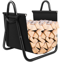 Firewood Rack Log Holder Stand W/ Canvas Tote Carrier Fireplace Outdoor ... - £36.95 GBP