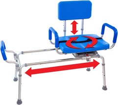 Blue Carousel Sliding Shower Chair Transfer Bench With Swivel Seat, 600 Lb - £464.36 GBP