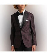Egara Slim Fit Dinner Jacket, Burgundy Tapestry Jacquard- 36 R - $93.49