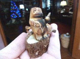 (tne-APE-MO-175) Monkey + bananas TAGUA NUT nuts figurine carving zoo mo... - £22.15 GBP