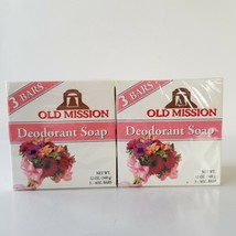 2 Vtg Old Mission Deodorant Soap European Style USA Made Floral 6 Bars Glycerin - £13.10 GBP